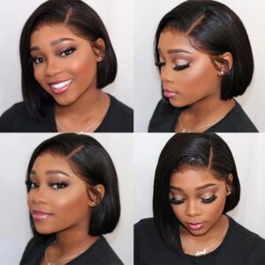 Short Bob Wigs Pixie Side Part Straight Hair 13x4 Lace Front Human Hair Wigs For Black Women
