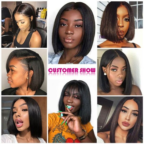 HD Lace Closure Wig Short Bob Straight Hair Wigs 180% Density
