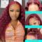 99j Burgundy Deep Water Wave 13x6 Lace Front Wigs Human Hair