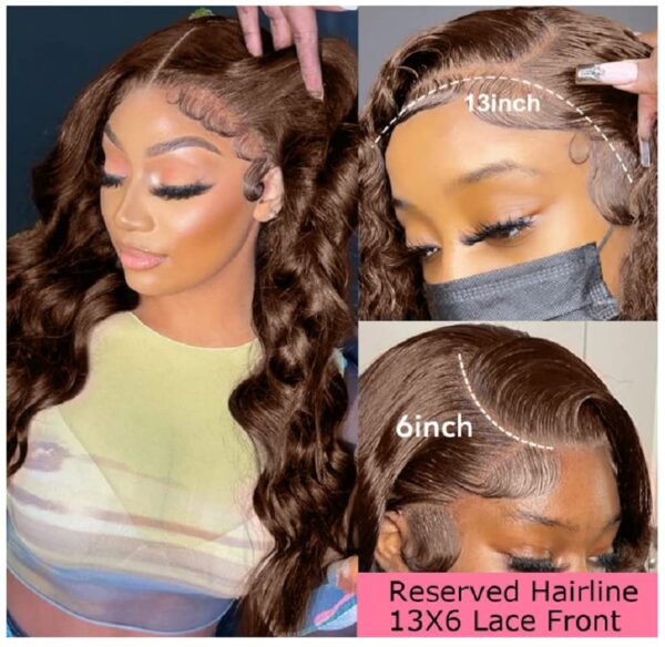 Glueless Light Brown Body Wave 4x4 13x4 13x6 HD Lace Front Wigs Human Hair 180% Density