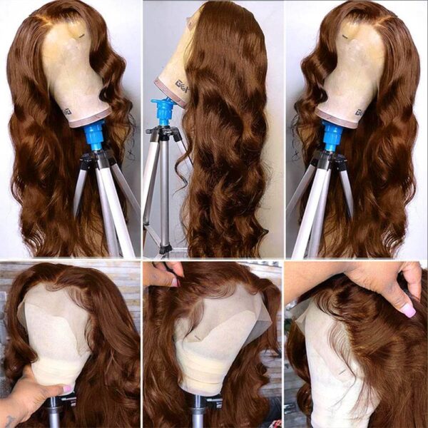 Glueless Light Brown Body Wave 4x4 13x4 13x6 HD Lace Front Wigs Human Hair 180% Density
