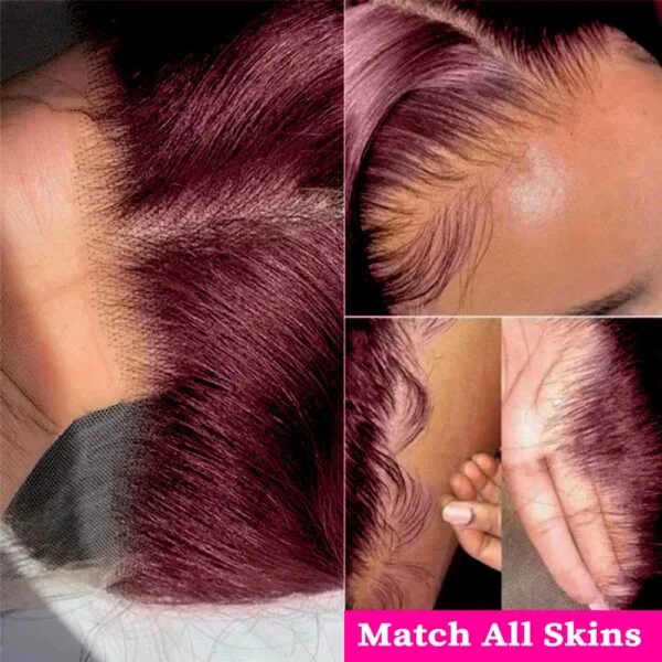 Burgundy-lace-front-wigs-human-hair-5 Glueless Burgundy 99j Deep Water Wave HD Lace Front Wigs 4x4 13x4 13x6 Lace Wigs Pre Plucked 180% Density