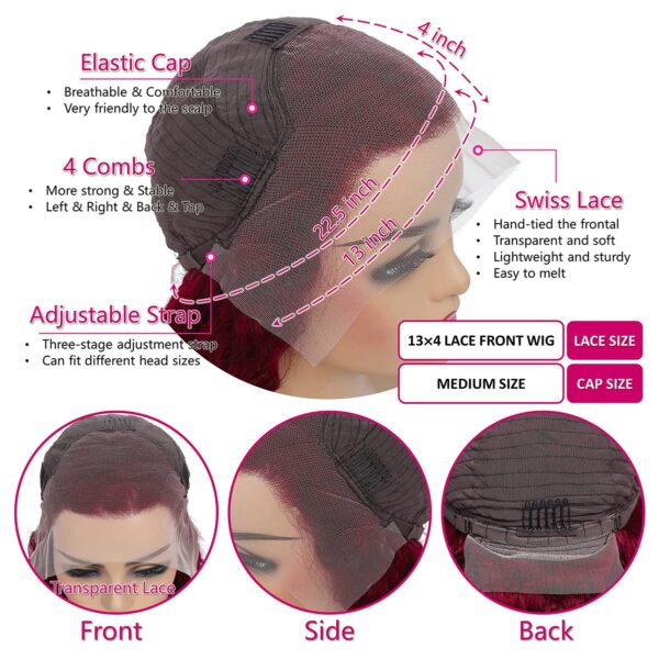 Glueless Burgundy 99j Deep Water Wave HD Lace Front Wigs 4x4 13x4 13x6 Lace Wigs Pre Plucked 180% Density