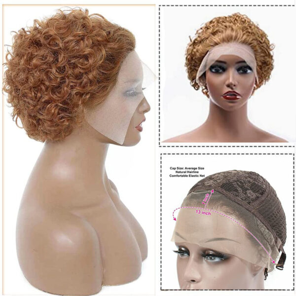 Pixie Cut Wig Human Hair 8inch Short Curly 13x1 T Part Wigs for Women