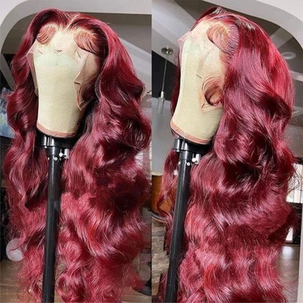 99j Red Burgundy Body Wave 4x4 13x4 13x6 HD Lace Front Wigs Human Hair 180% Density