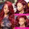 99j Red Burgundy Body Wave 4x4 13x4 13x6 HD Lace Front Wigs Human Hair 180% Density