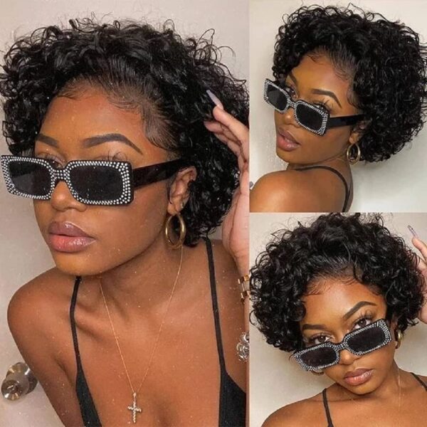 Pixie Cut Wig Human Hair 8inch Short Curly 13x1 T Part Wigs for Women