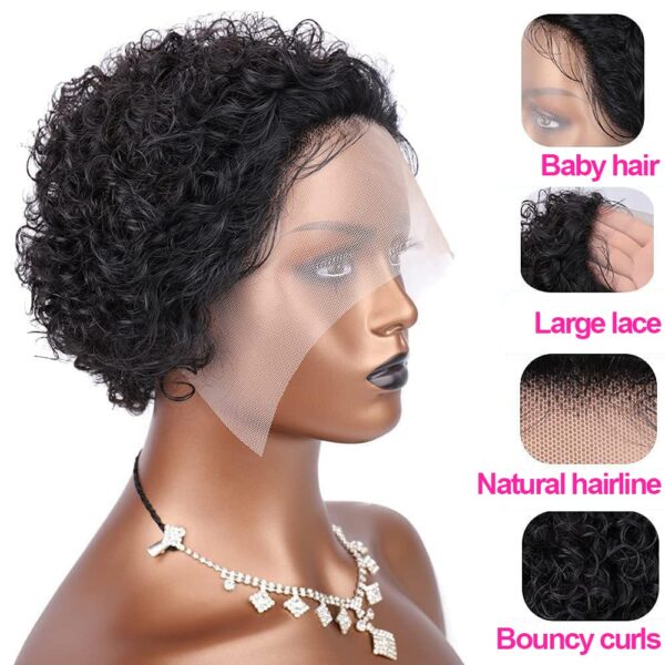 Pixie Cut Wig Human Hair 8inch Short Curly 13x1 T Part Wigs for Women