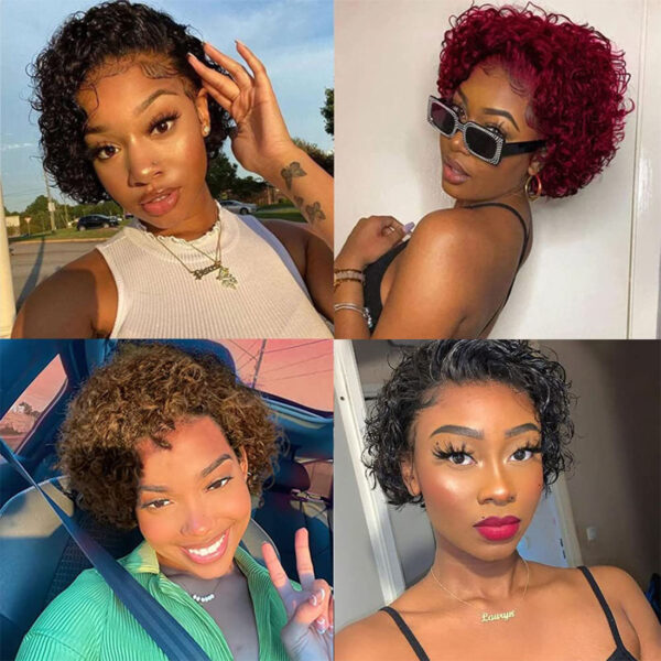 Pixie Cut Wig Human Hair 8inch Short Curly 13x1 T Part Wigs for Women