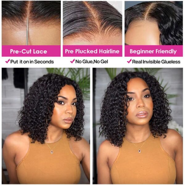Wear and Go Glueless Wigs Human Hair Short Bob Wig Deep Water Wave 4x4 Lace Closure Hair Wigs