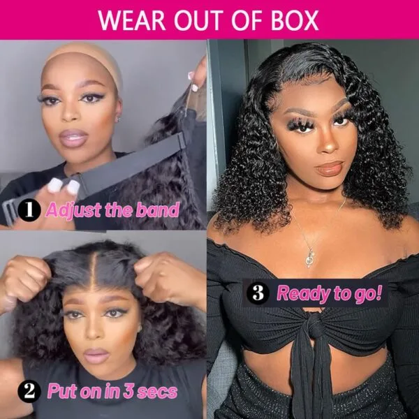 wear_go_hair_wigs_water_4 Wear and Go Glueless Wigs Human Hair Short Bob Wig Deep Water Wave 4x4 Lace Closure Hair Wigs