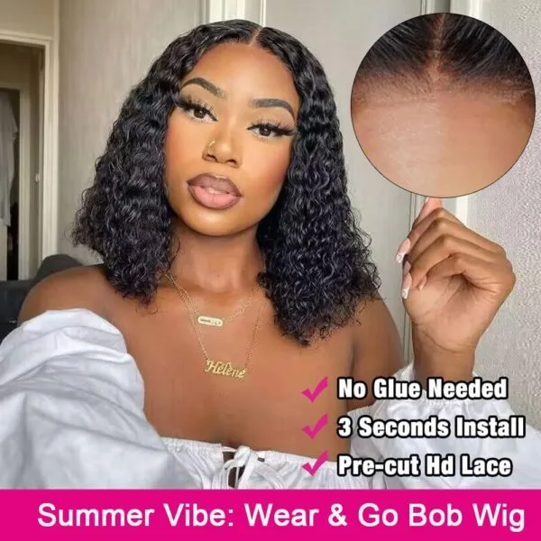 wear_go_hair_wigs_water_7 Wear and Go Glueless Wigs Human Hair Short Bob Wig Deep Water Wave 4x4 Lace Closure Hair Wigs