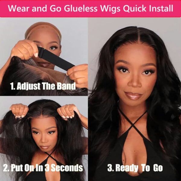 Wear and Go Glueless Wigs Pre Plucked Pre Cut 180% Density Body Wave HD Lace Closure Human Wigs for Women