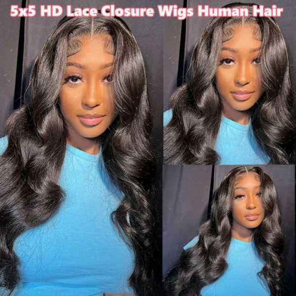 Wear and Go Glueless Wigs Pre Plucked Pre Cut 180% Density Body Wave HD Lace Closure Human Wigs for Women